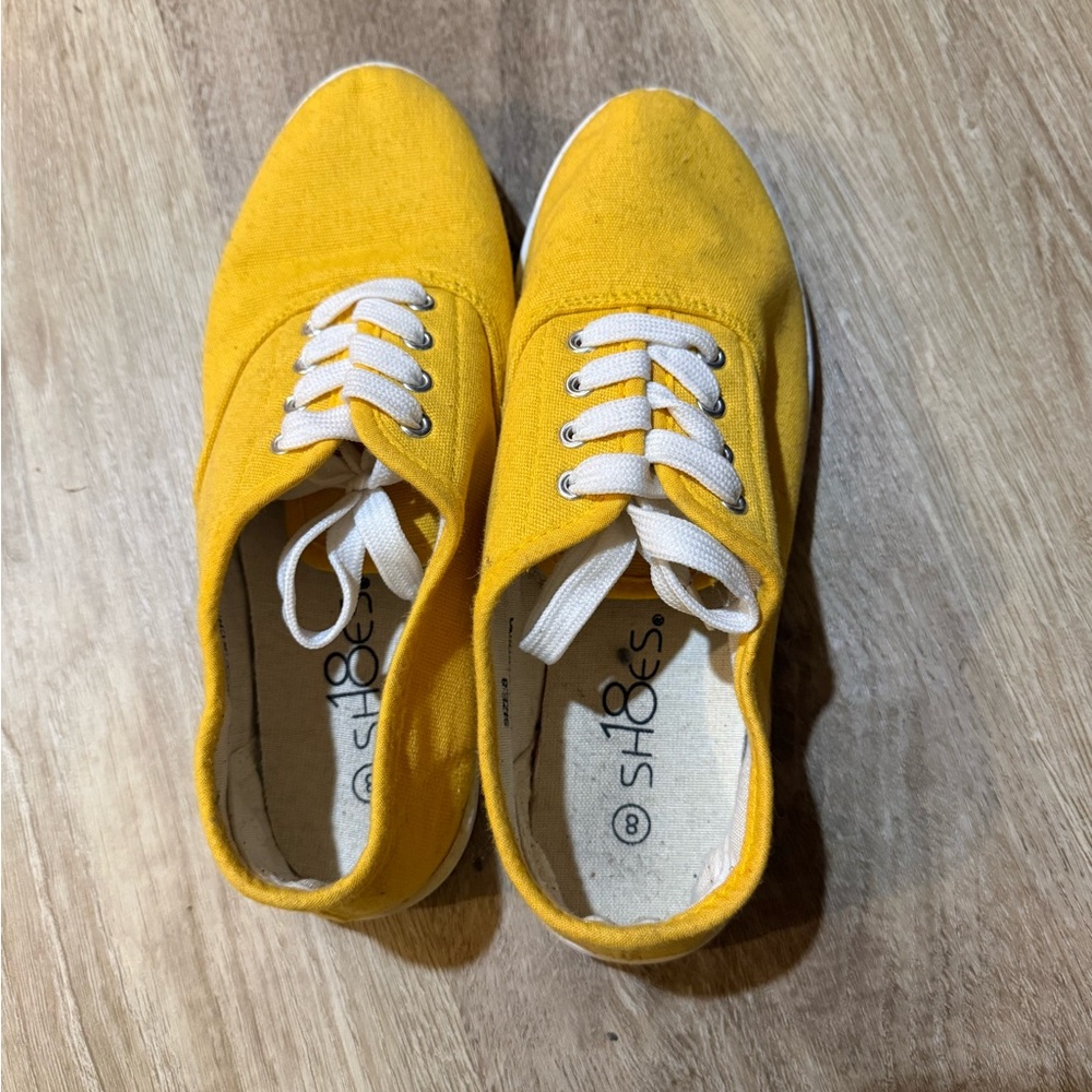 Yellow Canvas Sneakers with White Laces